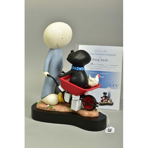 329 - DOUG HYDE (BRITISH 1972) 'DAISY TRAIL' a limited edition cold cast porcelain sculpture of a boy push... 