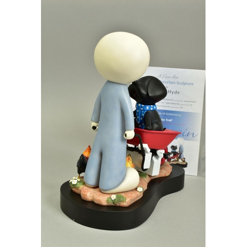 329 - DOUG HYDE (BRITISH 1972) 'DAISY TRAIL' a limited edition cold cast porcelain sculpture of a boy push... 