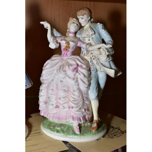 333 - THREE ROYAL WORCESTER LIMITED EDITION FIGURE GROUPS, 'The Tryst' No341/2450, 'The Flirtation' No341/... 