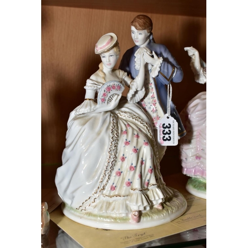 333 - THREE ROYAL WORCESTER LIMITED EDITION FIGURE GROUPS, 'The Tryst' No341/2450, 'The Flirtation' No341/... 