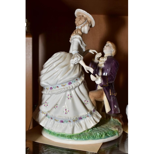 333 - THREE ROYAL WORCESTER LIMITED EDITION FIGURE GROUPS, 'The Tryst' No341/2450, 'The Flirtation' No341/... 