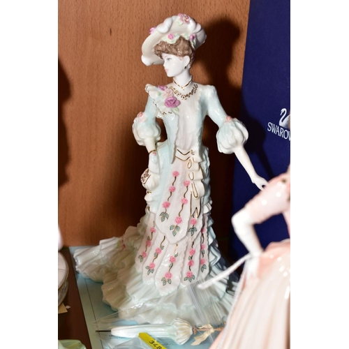 348 - FIVE COALPORT FIGURINES, comprising three from Ladies of fashion Figures of the Year 'Jacqueline' 19... 