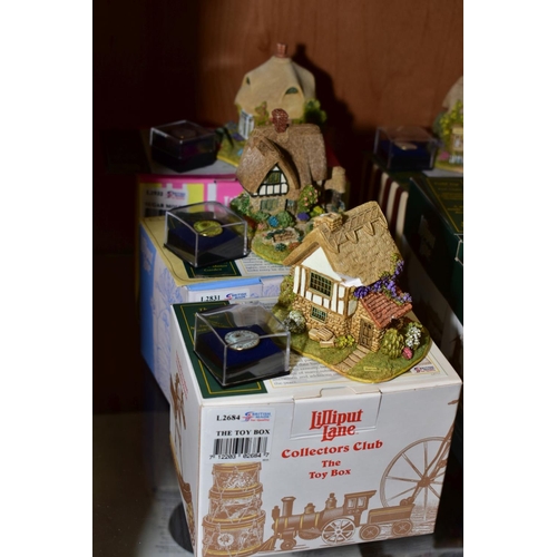 354 - TWENTY EIGHT  BOXED LILLIPUT LANE SCULPTURES FROM SYMBOL OF MEMBERSHIP/COLLECTORS CLUB FREE GIFT, al... 