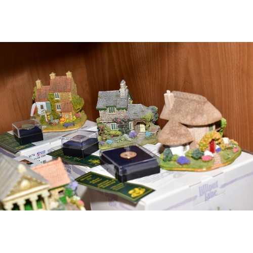 354 - TWENTY EIGHT  BOXED LILLIPUT LANE SCULPTURES FROM SYMBOL OF MEMBERSHIP/COLLECTORS CLUB FREE GIFT, al... 