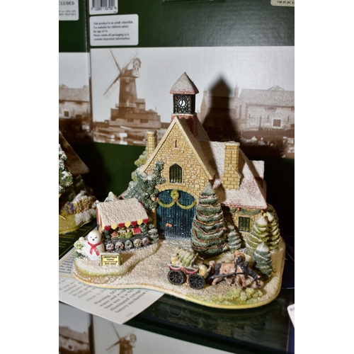 371 - FIVE BOXED ILLUMINATED LILLIPUT LANE SCULPTURES 'Lead Kindly Light in Winter' L2621, 'Christmas Time... 