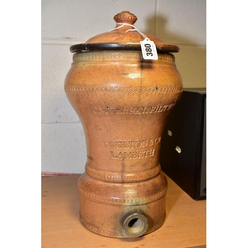 380 - A DOULTON & CO LAMBETH STONEWARE UNIVERSAL FILTER, height approximately 39cm (hairline and cracks)