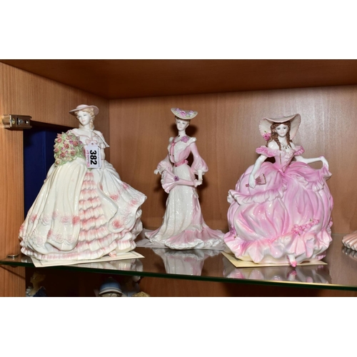 382 - THREE LIMITED EDITION COALPORT FIGURINES, 'Rose' from the Four Flowers Collection, No 4006/12500, 'R... 