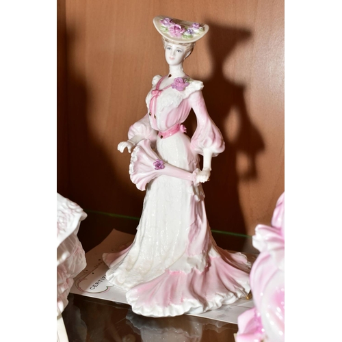 382 - THREE LIMITED EDITION COALPORT FIGURINES, 'Rose' from the Four Flowers Collection, No 4006/12500, 'R... 