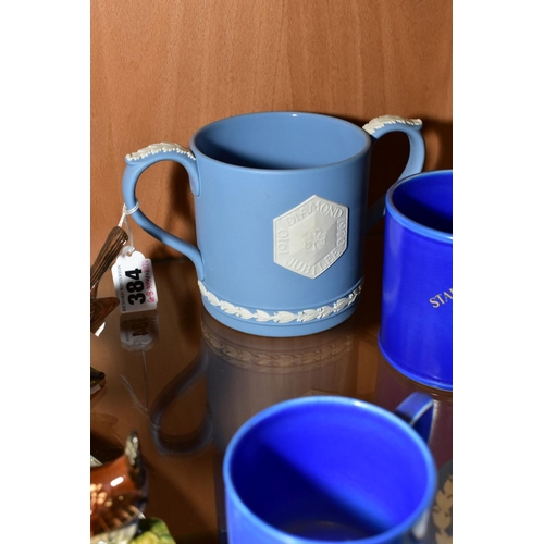 384 - FIVE GIRL GUIDE COMMEMORATIVE ITEMS, comprising a Wedgwood Jasperware loving cup, 'Diamond Jubilee 1... 