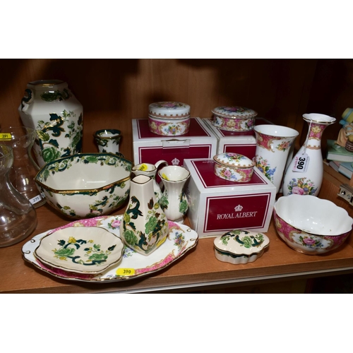 390 - A GROUP OF ROYAL ALBERT 'LADY CARLYLE' (7) AND MASONS 'CHARTREUSE'(8), to include three boxed 'Lady ... 