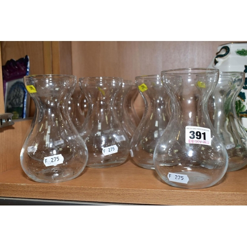 391 - THIRTEEN GLASS HYACINTH VASES