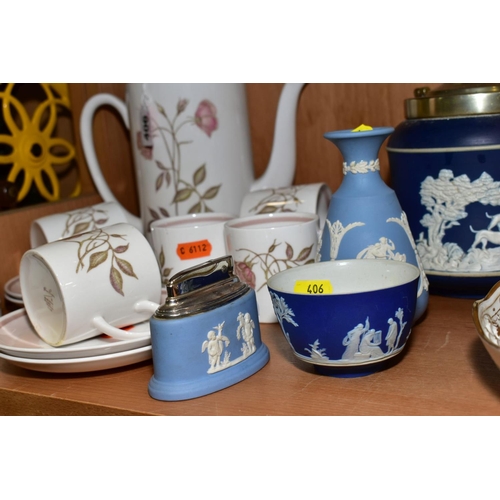 406 - A SUSIE COOPER TALISMAN PART COFFEE SET, C1139, comprising coffee pot, six cups and six saucers, tog... 