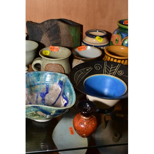 411 - A GROUP OF STUDIO POTTERY ITEMS, to include Michael John Haswell vase, monogram MJH and 1972 to base... 