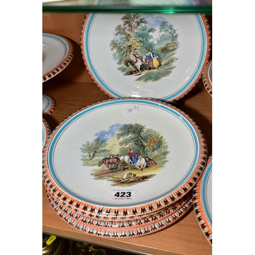 423 - A G L ASHWORTH & BROS, HANLEY PRATTWARE DESSERT SERVICE, comprising two tall comports, three low com... 