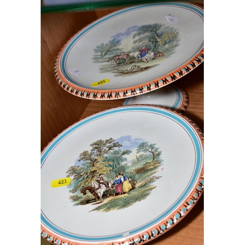 423 - A G L ASHWORTH & BROS, HANLEY PRATTWARE DESSERT SERVICE, comprising two tall comports, three low com... 