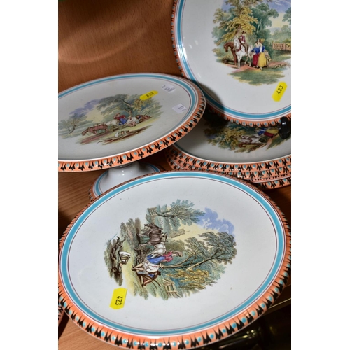 423 - A G L ASHWORTH & BROS, HANLEY PRATTWARE DESSERT SERVICE, comprising two tall comports, three low com... 