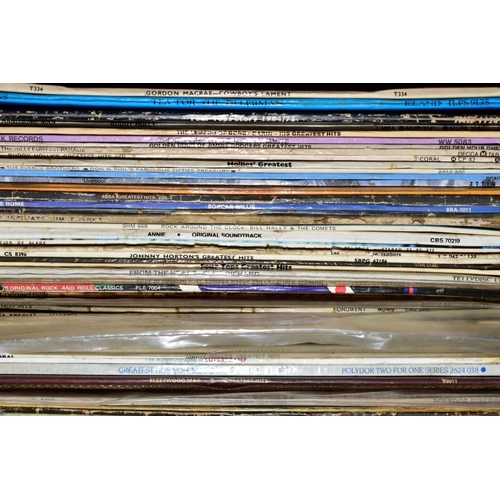 497 - TWO TRAYS CONTAINING OVER ONE HUNDRED AND THIRTY LPS from artists such as Elvis Presley, Buddy Holly... 