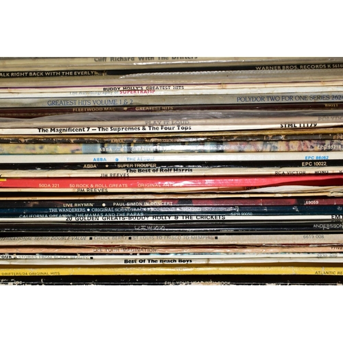 497 - TWO TRAYS CONTAINING OVER ONE HUNDRED AND THIRTY LPS from artists such as Elvis Presley, Buddy Holly... 