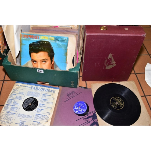 500 - A TRAY AND CASE CONTAINING OVER ONE HUNDRED ANd TWENTY 78S including Frank Sinatra, Bill Haley and t... 