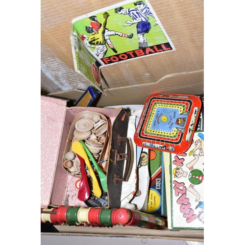 503 - A QUANTITY OF ASSORTED VINTAGE TOYS AND GAMES, mainly 1950's, to include tinplate Kay Loop-La game (... 