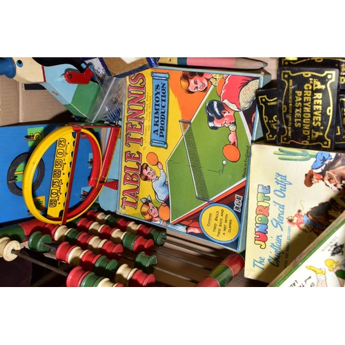 503 - A QUANTITY OF ASSORTED VINTAGE TOYS AND GAMES, mainly 1950's, to include tinplate Kay Loop-La game (... 