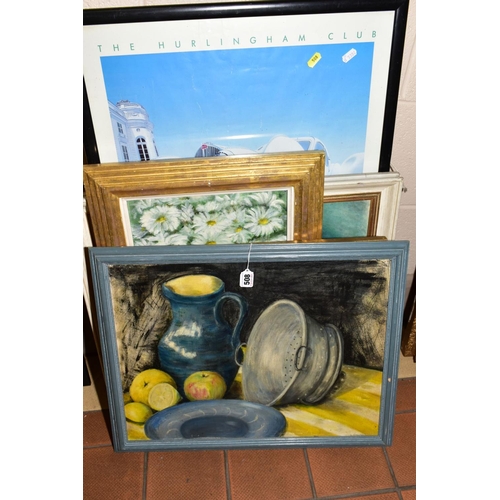 508 - PAINTINGS AND PRINTS comprising Lucy Palmer still life table top study, wild daisy study and chrysan... 