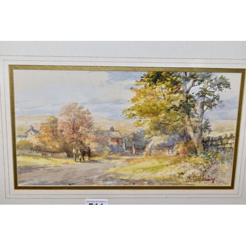 511 - MICHAEL CRAWLEY (BRITISH 20TH CENTURY), an English landscape with horse and rider in a lane, signed ... 