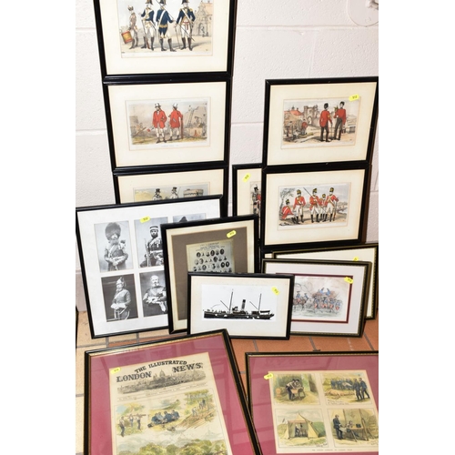 512 - A COLLECTION OF PRINTS to include Sappers and Miners uniform illustrations, Royal Military Artificer... 