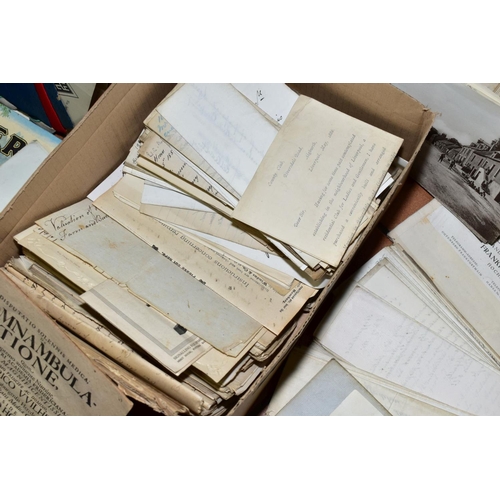 535 - EPHEMERA, three boxes of indentures, probates, reports, letters, maps, photographs and books dating ... 