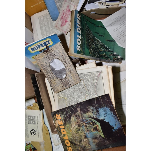 535 - EPHEMERA, three boxes of indentures, probates, reports, letters, maps, photographs and books dating ... 