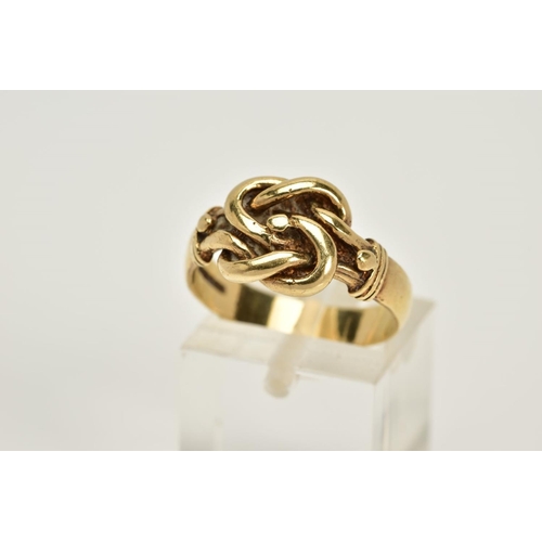 54 - A 9CT GOLD KNOT RING, with a plain polished wide band, hallmarked 9ct gold London, ring size O, appr... 