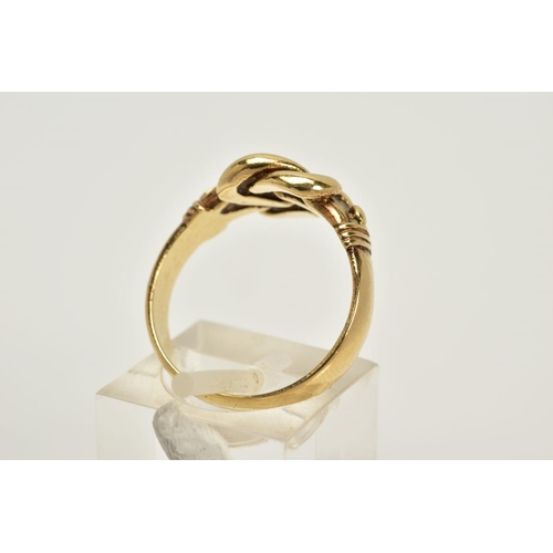 54 - A 9CT GOLD KNOT RING, with a plain polished wide band, hallmarked 9ct gold London, ring size O, appr... 