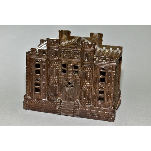 542 - A REPRODUCTION CAST METAL 'COUNTY BANK' MONEY BOX, Victorian style, height 10.8cm