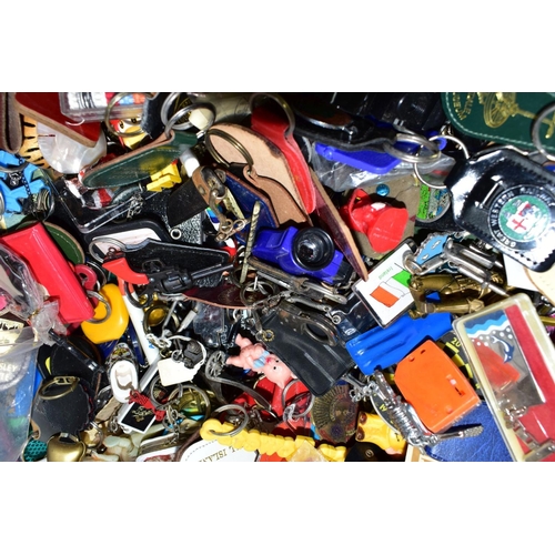 561 - A COLLECTION OF ASSORTED KEY RINGS AND FOBS, advertising, novelty, film and TV related, souvenir etc