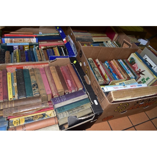 576 - FIVE BOXES OF BOOKS, including Children's stories, Enid Blyton, Rupert, Penguin, Scores (Bach, Beeth... 