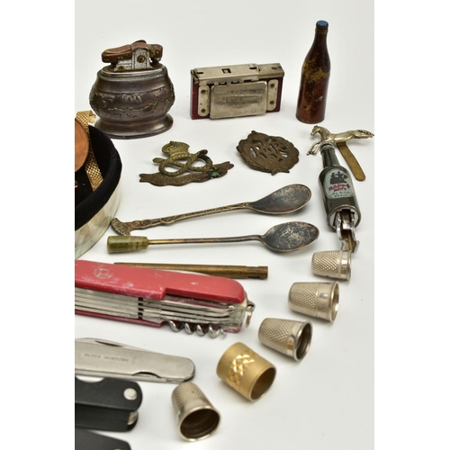 58 - A SELECTION OF MISCELLANEOUS ITEMS, to include a mother of pearl shell jewellery box and contents su... 