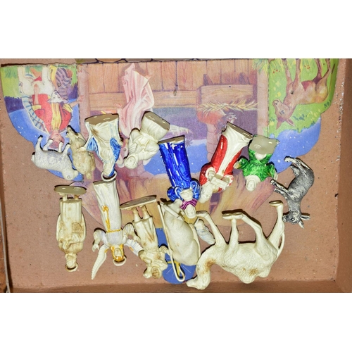 589 - A MARX PLASTIC NATIVITY SCENE SET, playworn condition, majority of figures unpainted, missing crib b... 