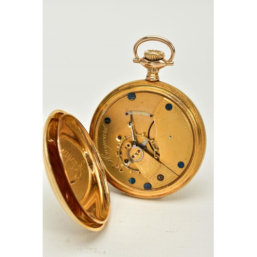 59 - A  FULL HUNTER POCKET WATCH, white dial, Roman numerals, dial signed 'Hampden Watch Co', blue hands,... 