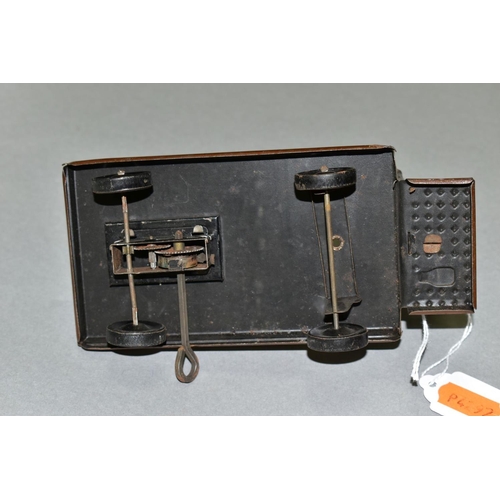 600 - A TIPP & CO TINPLATE CLOCKWORK STATION LUGGAGE TROLLEY, playworn condition, missing trunk, driver mi... 