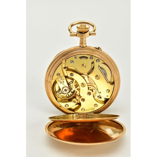 61 - AN OPEN FACED POCKET WATCH, white dial, Arabic numerals, seconds subsidiary dial at the six o'clock ... 