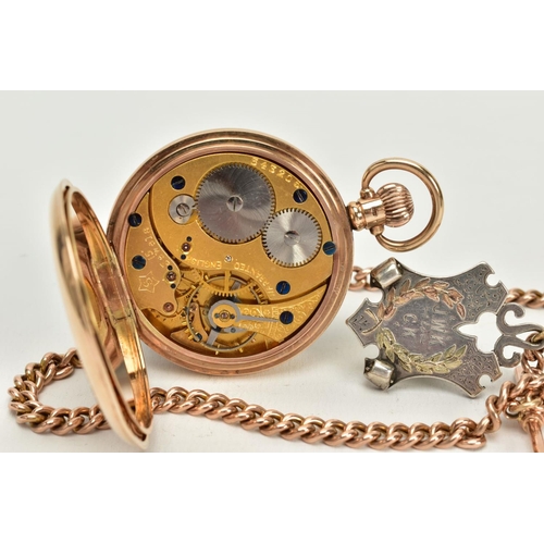 62 - A 9CT GOLD DENNISON CASED POCKET WATCH, white dial, Roman numerals, seconds subsidiary dial at the s... 