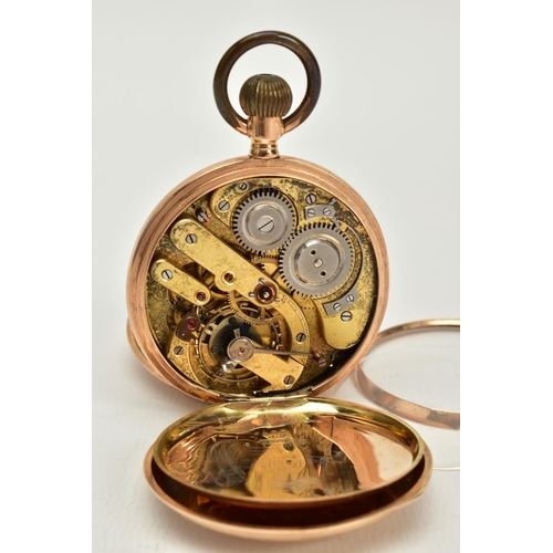 63 - A SWISS 14CT GOLD FULL HUNTER POCKET WATCH, white dial, Roman numerals, seconds subsidiary dial at t... 