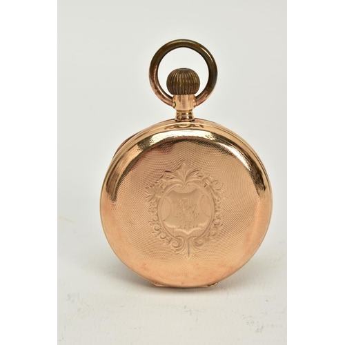 63 - A SWISS 14CT GOLD FULL HUNTER POCKET WATCH, white dial, Roman numerals, seconds subsidiary dial at t... 