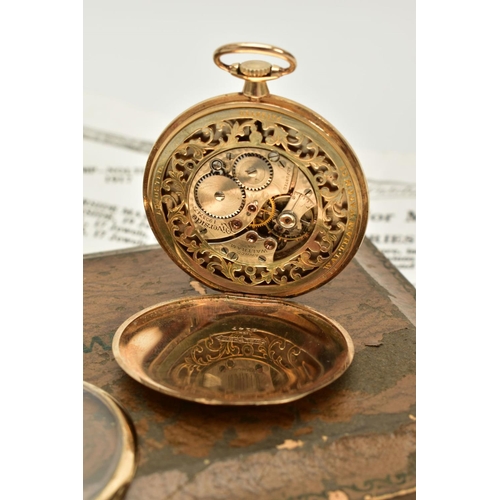 64 - AN OPEN-FACED WALTHAM OPERA POCKET WATCH, cream dial, Arabic numerals, seconds subsidiary above the ... 