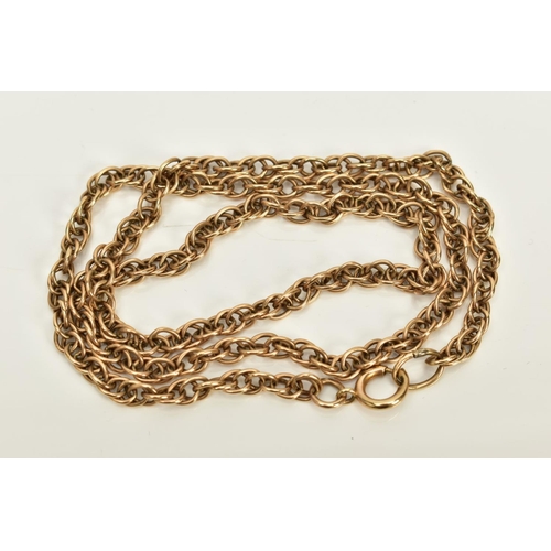 69 - A YELLOW METAL CHAIN, Prince of Wales chain fitted with a spring clasp, length 520mm, approximate gr... 