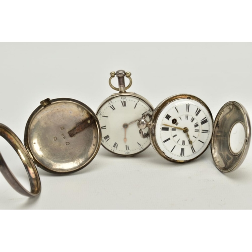 75 - A HALF HUNTER AND AN OPEN FACED POCKET WATCH, the half hunter, white dial, two Roman numeral dials, ... 