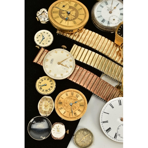 76 - A SELECTION OF WRISTWATCHES, MOVEMENTS, PARTS AND A POCKET WATCH, to include a gents stainless steel... 