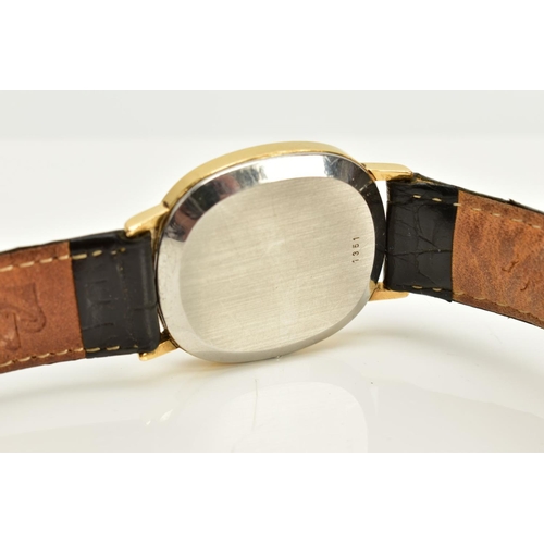 77 - TWO OMEGA DE VILLE QUARTZ WRISTWATCHES, the first with a cushion case, discoloured and worn cream di... 