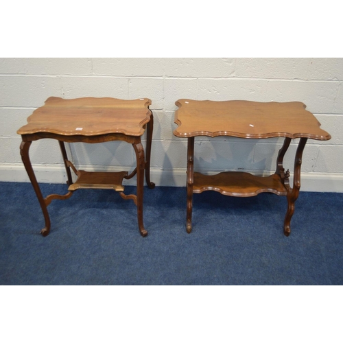 1337 - TWO VARIOUS 20TH CENTURY WALNUT OCCASIONAL TABLES, one in a Victorian style (2)