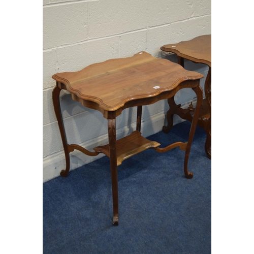 1337 - TWO VARIOUS 20TH CENTURY WALNUT OCCASIONAL TABLES, one in a Victorian style (2)